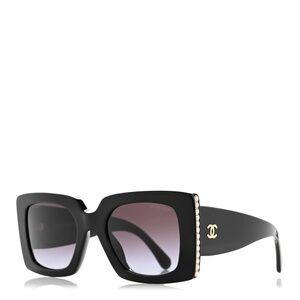 CHANEL Black and Gold Square Sunglasses